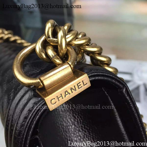 Chanel Boy Flap Shoulder Bag Black Original Calfskin Leather A8708 Bronze