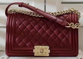 Chanel Boy Flap Shoulder Bag Burgundy Original Sheepskin Leather A67086 Gold