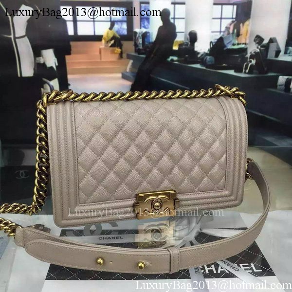 Chanel Boy Flap Shoulder Bag Grey Original Calfskin Leather A8708 Bronze