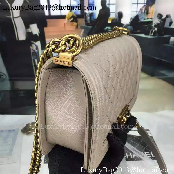 Chanel Boy Flap Shoulder Bag Grey Original Calfskin Leather A8708 Bronze