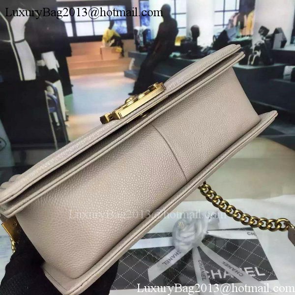 Chanel Boy Flap Shoulder Bag Grey Original Calfskin Leather A8708 Bronze