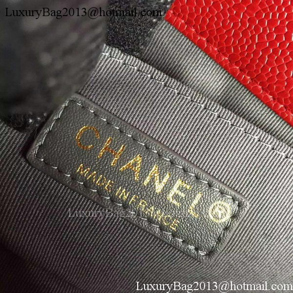 Chanel Boy Flap Shoulder Bag Red Original Calfskin Leather A8708 Bronze