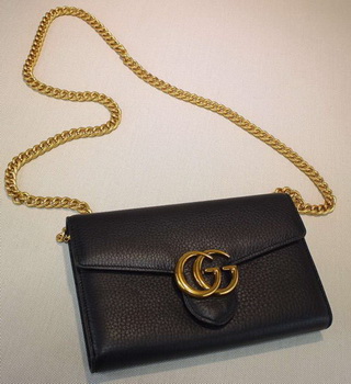 Gucci GG Marmont Leather mini Chain Bag 401232 Black