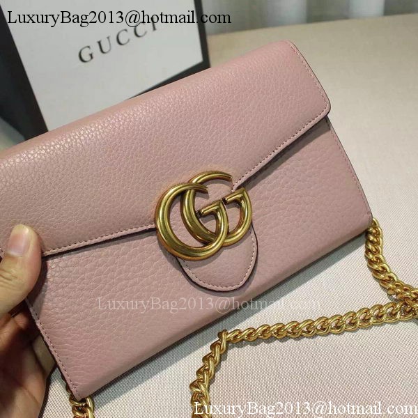 Gucci GG Marmont Leather mini Chain Bag 401232 Pink