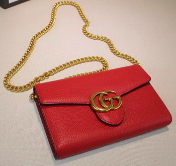 Gucci GG Marmont Leather mini Chain Bag 401232 Red