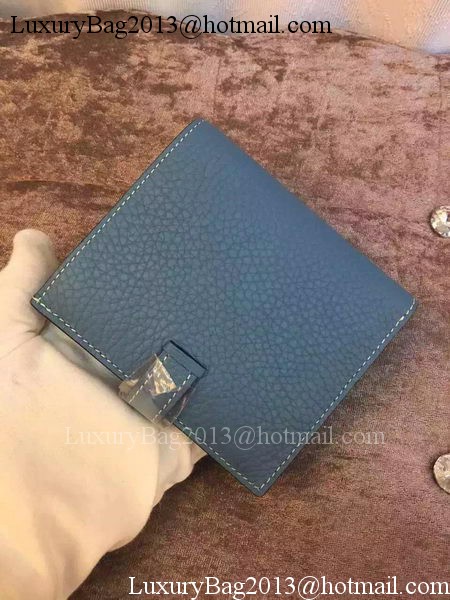 Hermes Bi-Fold Wallet Togo Leather H512 Blue