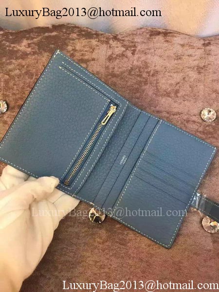 Hermes Bi-Fold Wallet Togo Leather H512 Blue