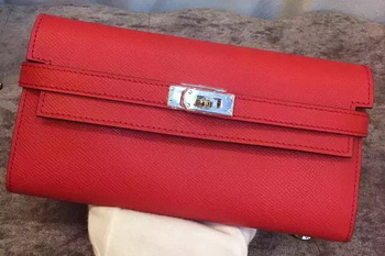 Hermes Kelly Wallet Epsom Leather H009 Red