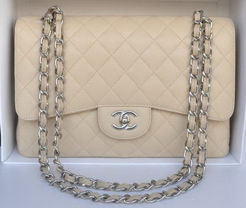 Chanel Jumbo Double Flaps Bag Apricot Cannage Pattern A36097 Silver