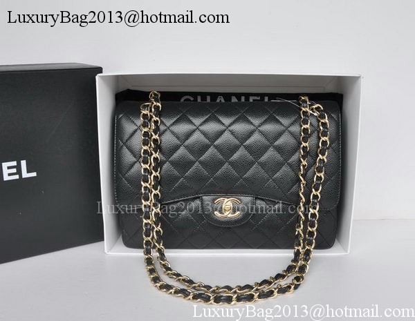 Chanel Jumbo Double Flaps Bag Black Cannage Pattern A36097 Gold