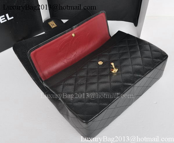 Chanel Jumbo Double Flaps Bag Black Cannage Pattern A36097 Gold