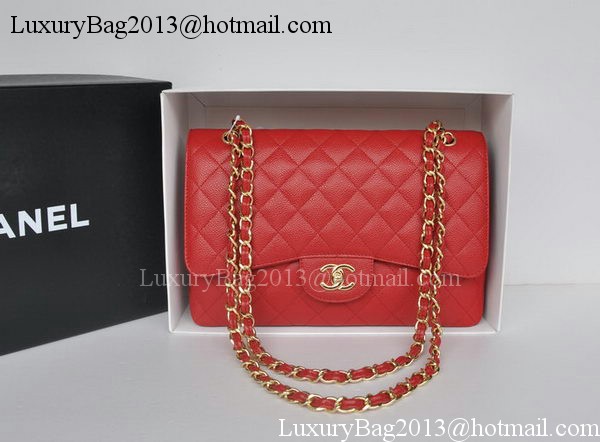 Chanel Jumbo Double Flaps Bag Red Cannage Pattern A36097 Gold