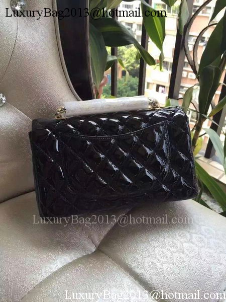 Chanel mini Classic Flap Bag Black Original Patent A1116 Gold