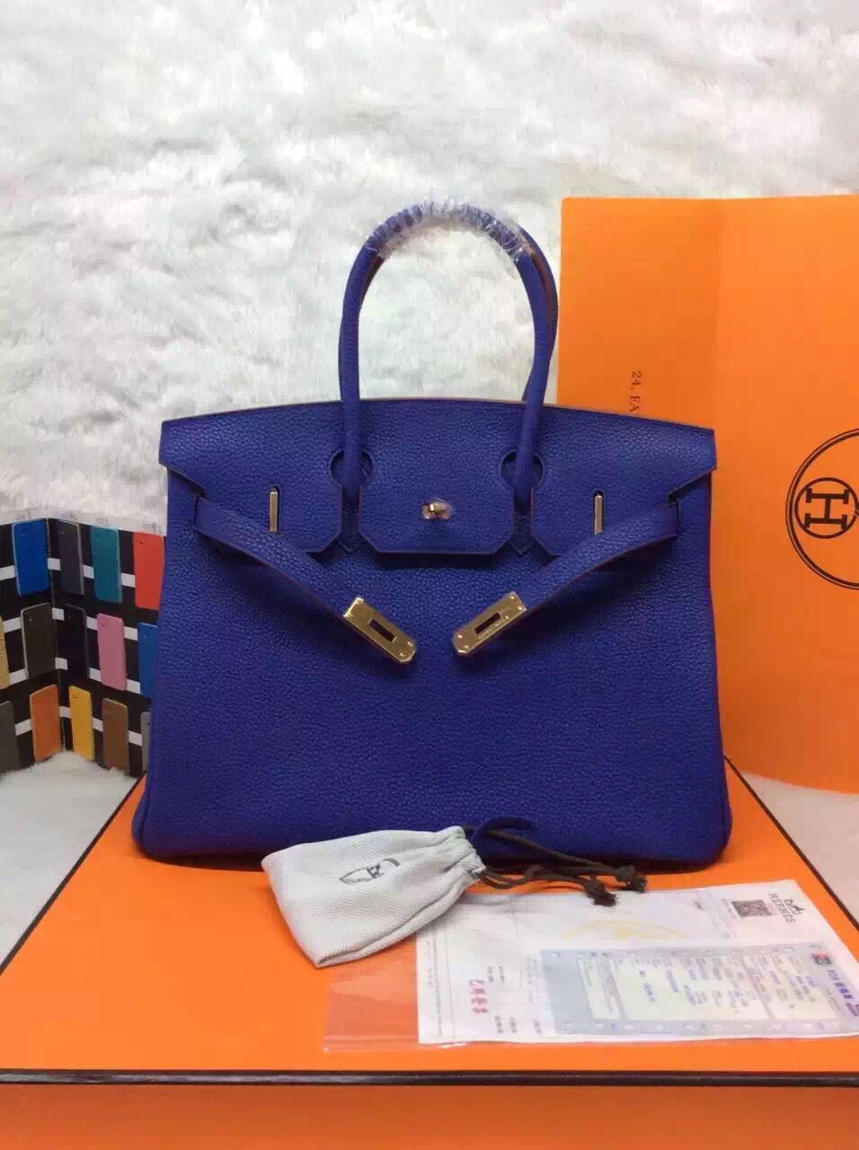 Hermes Birkin 35CM 30CM Tote Bag Grainy Leather H35H30 Blue