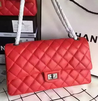 Chanel Classic Flap Bag Red Original Leather CHA8575 Silver