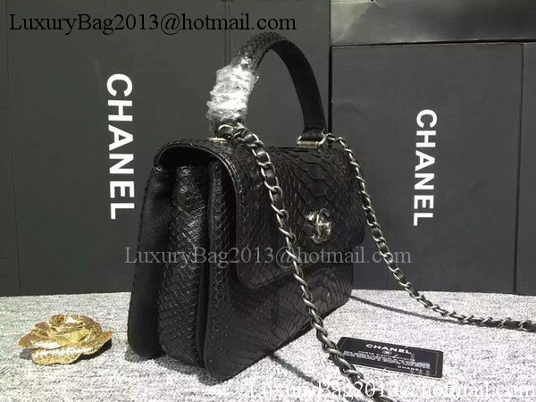 Chanel Classic Top Flap Bag Original Snake Leather A90095 Black