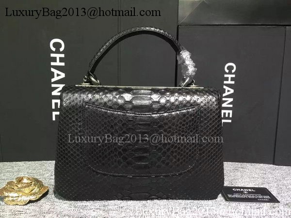 Chanel Classic Top Flap Bag Original Snake Leather A90095 Black