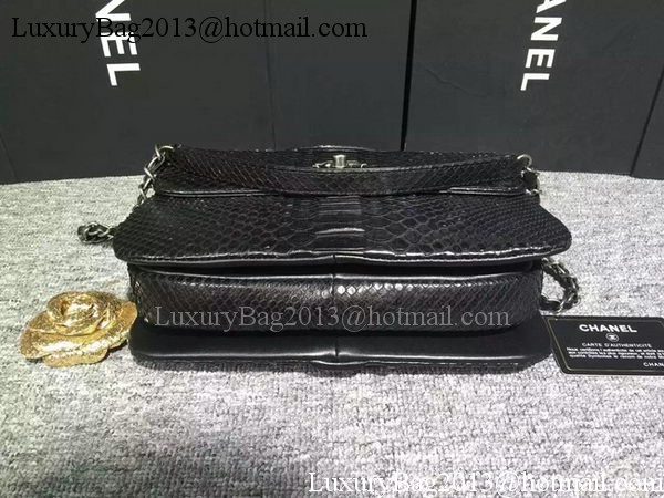 Chanel Classic Top Flap Bag Original Snake Leather A90095 Black