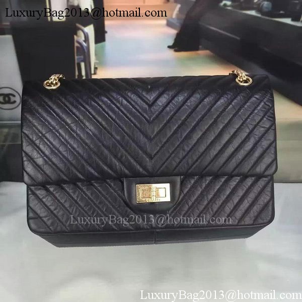 Chanel Classic Flap Bag Original Chevron Leather A90669 Black