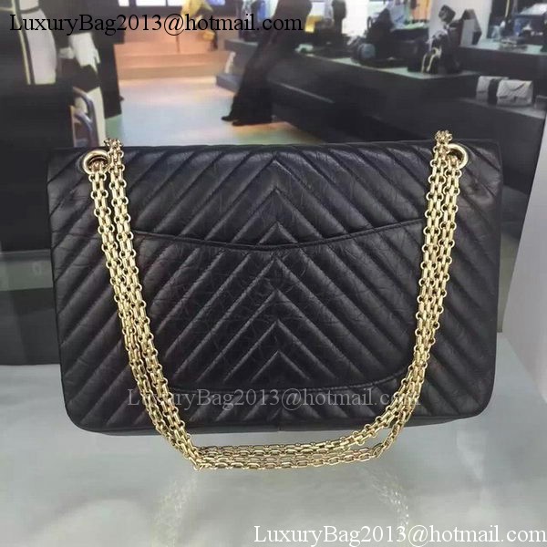 Chanel Classic Flap Bag Original Chevron Leather A90669 Black