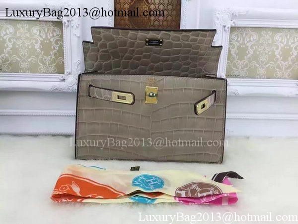 Hermes MINI Kelly 22cm Tote Bag Croco Leather KL22 Grey