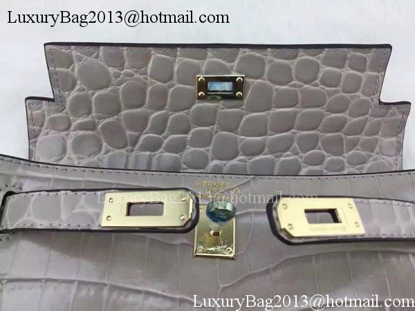 Hermes MINI Kelly 22cm Tote Bag Croco Leather KL22 Grey