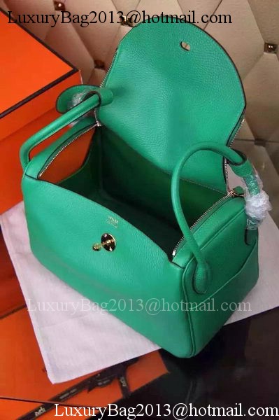 Hermes Lindy 30CM Leather Shoulder Bag H0881 Green