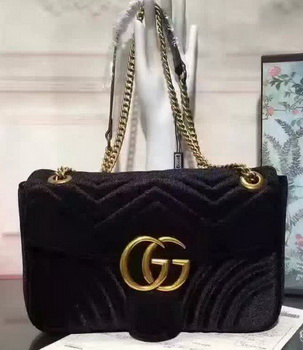 Gucci GG Marmont Velvet Shoulder Bag 443497 Black