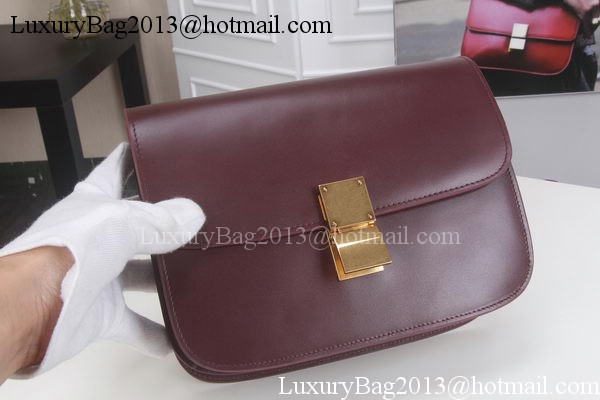 Celine Classic Box Flap Bag Calfskin Leather C3369 Burgundy