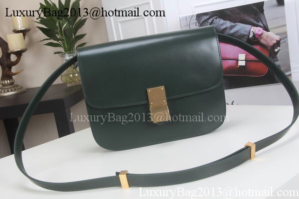 Celine Classic Box Flap Bag Calfskin Leather C3369 Green