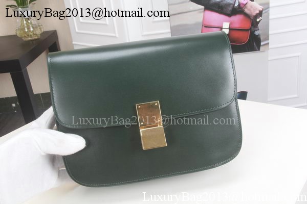 Celine Classic Box Flap Bag Calfskin Leather C3369 Green