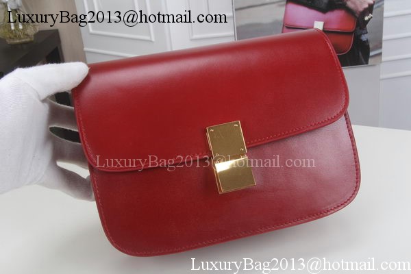 Celine Classic Box Flap Bag Calfskin Leather C3369 Red