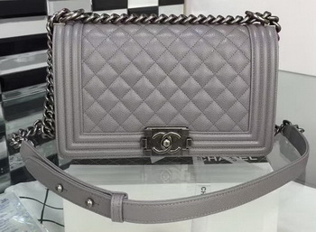 Boy Chanel Flap Shoulder Bag Cannage Pattern A67086 Grey