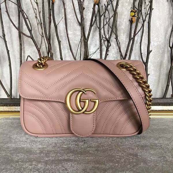 Gucci Now GG Marmont Mini Shoulder Bag 446744 Light Pink