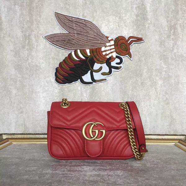 Gucci Now GG Marmont Mini Shoulder Bag 446744 Red