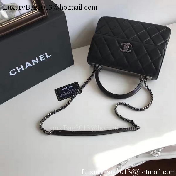 Chanel Classic Top Flap Bag Black Original Sheepskin Leather A92236 Silver