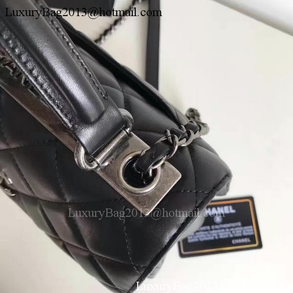 Chanel Classic Top Flap Bag Black Original Sheepskin Leather A92236 Silver