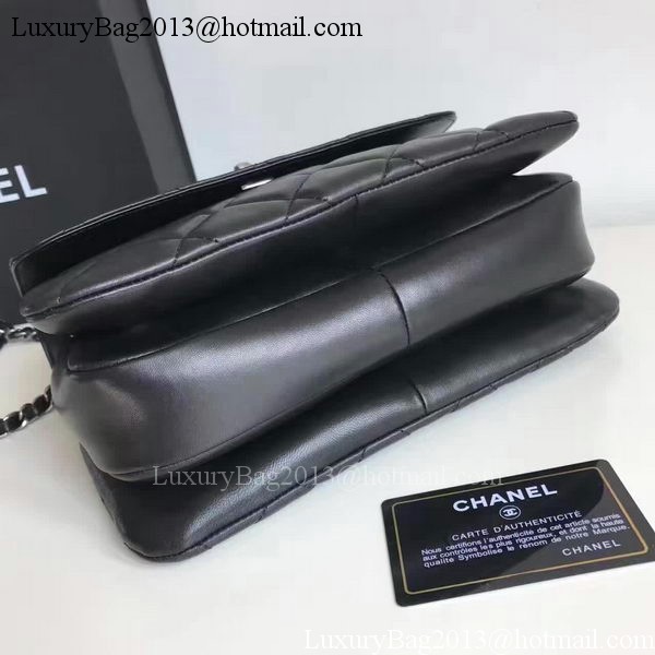 Chanel Classic Top Flap Bag Black Original Sheepskin Leather A92236 Silver