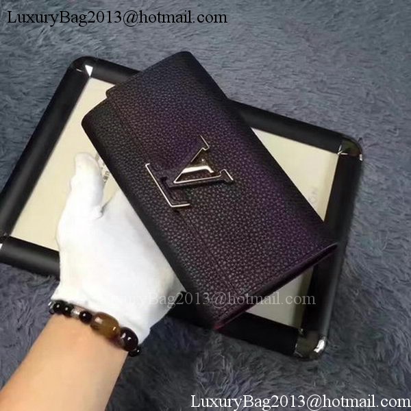 Louis Vuitton Calfskin Leather CAPUCINES WALLET M61249 Black