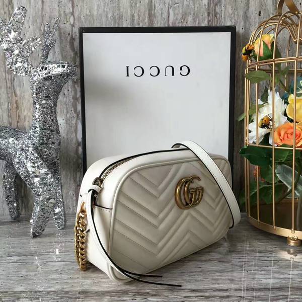 Gucci GG Marmont Matelasse Shoulder Bag 447632A White