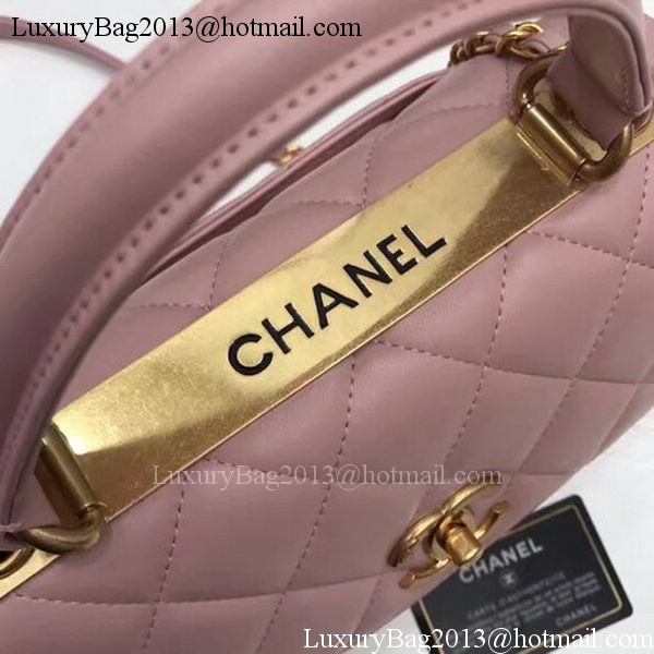 Chanel Classic Top Handle Bag Pink Sheepskin Leather A92991 Gold