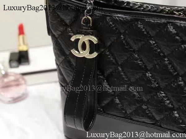 Chanel Medium Shoulder Bag Sheepskin Leather A93826 Black