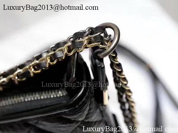 Chanel Medium Shoulder Bag Sheepskin Leather A93826 Black