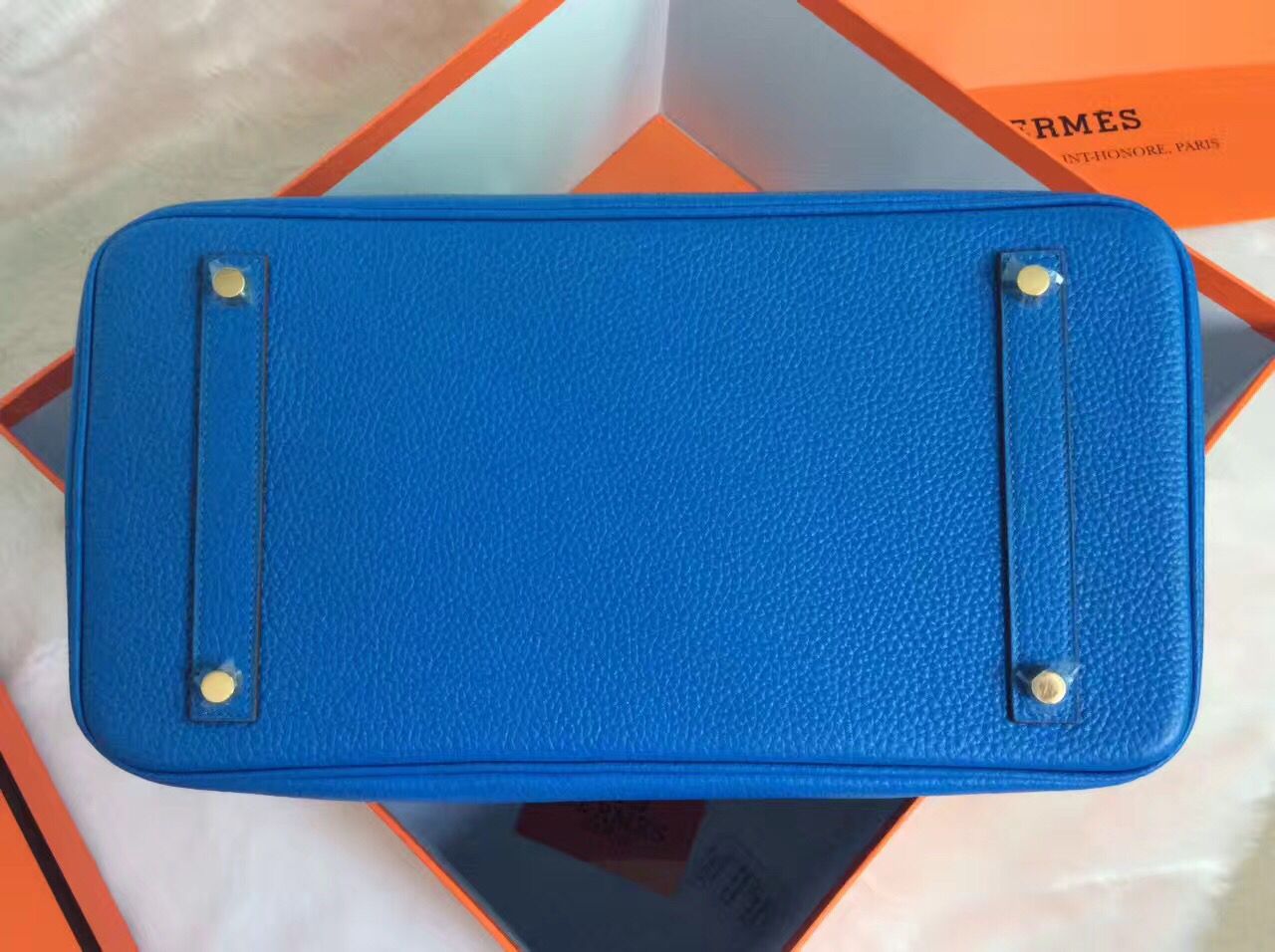 Hermes Birkin 30CM Tote Bag Blue Original Leather HB30 Glod