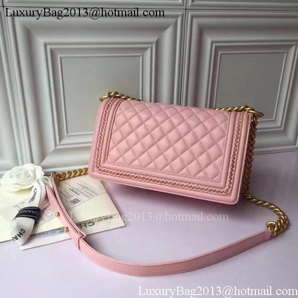 Boy Chanel Flap Shoulder Bag Original Sheepskin Leather A67086 Pink