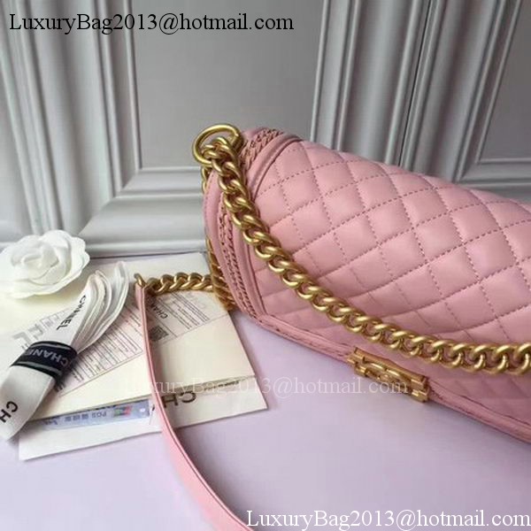 Boy Chanel Flap Shoulder Bag Original Sheepskin Leather A67086 Pink