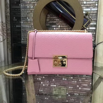 Gucci Padlock Series Gucci Signature Shoulder Bag 409486 Pink