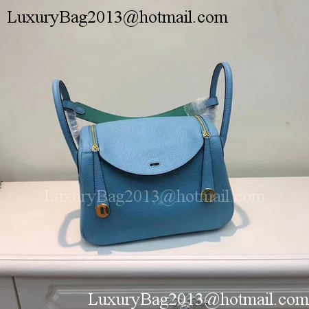 Hermes Lindy 30CM Original Leather Shoulder Bag LD30 Blue&Green