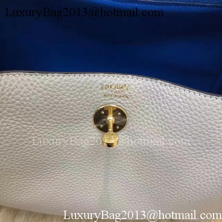 Hermes Lindy 30CM Original Leather Shoulder Bag LD30 Grey&Blue