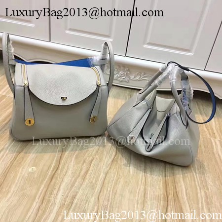 Hermes Lindy 30CM Original Leather Shoulder Bag LD30 Grey&Blue